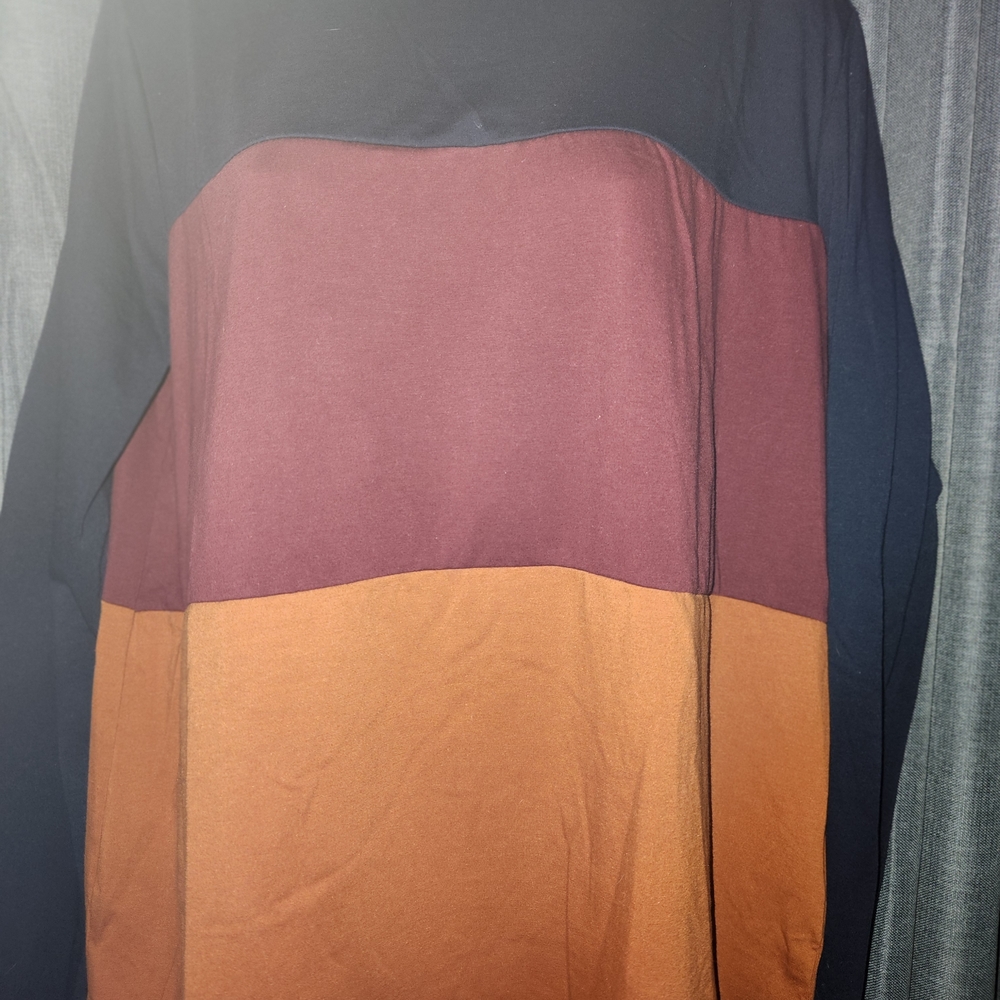 SHEIN Colorblock Long Sleeve Top - Black, Burgundy, and Tan